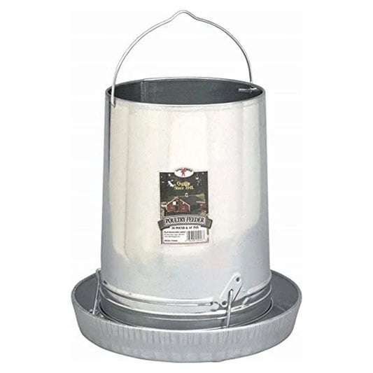 30 Pound Hanging Poultry Feeder Galvanized Steel Container with Feed Pan