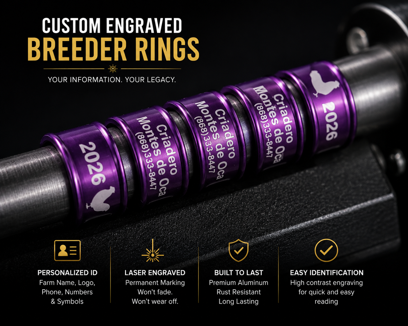 Custom Laser Engraved Poultry Leg Bands