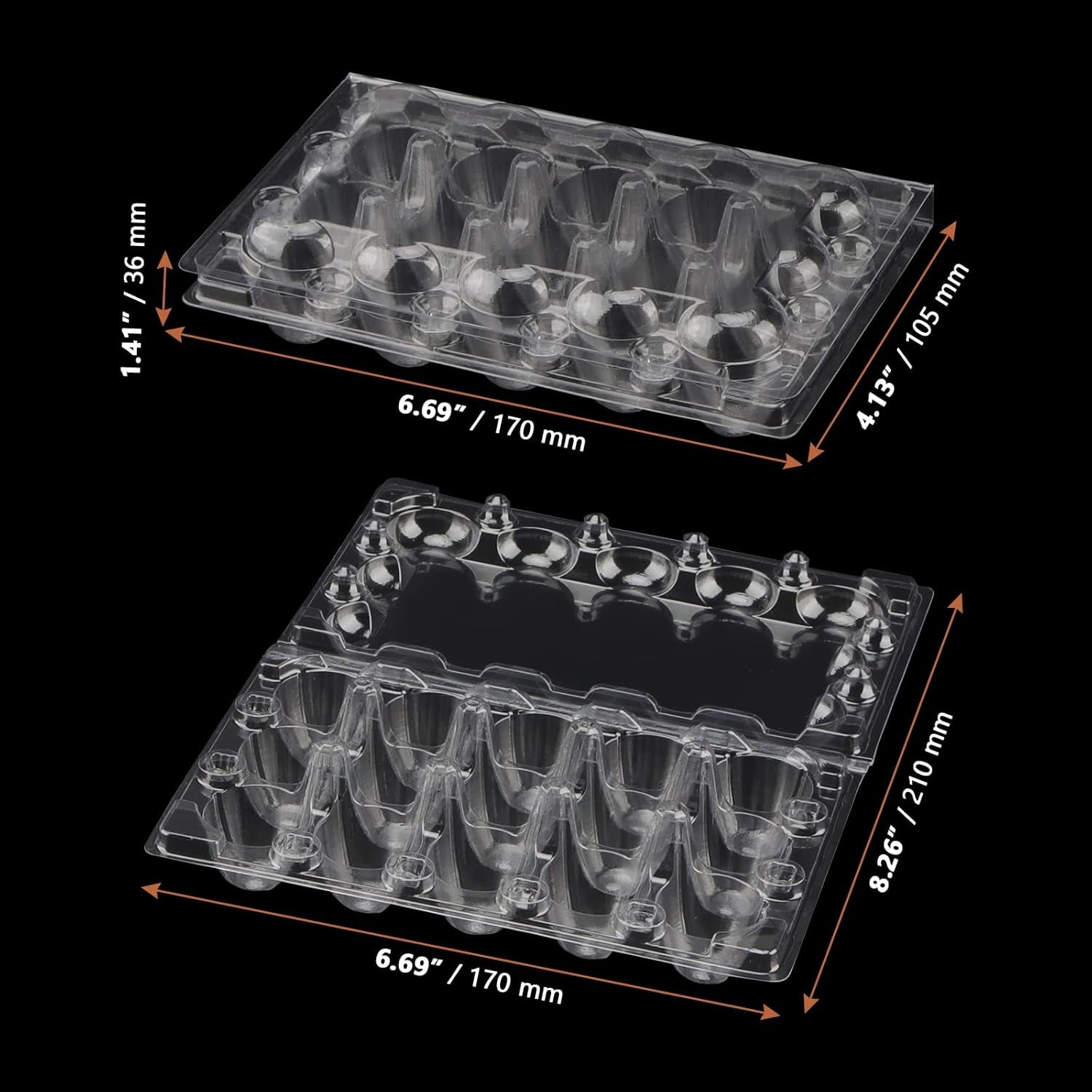 100PCS 15-Grid Clear Plastic Quail Egg Cartons for Kitchen Storage