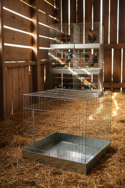 4 Cages with tray, size 16 x 16 x 16 ea / 4 Jaulas de 16 x 16 x 16 con Charola galvanizada