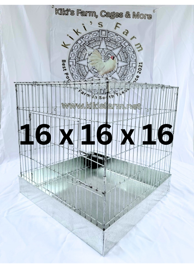4 Cages with tray, size 16 x 16 x 16 ea / 4 Jaulas de 16 x 16 x 16 con Charola galvanizada