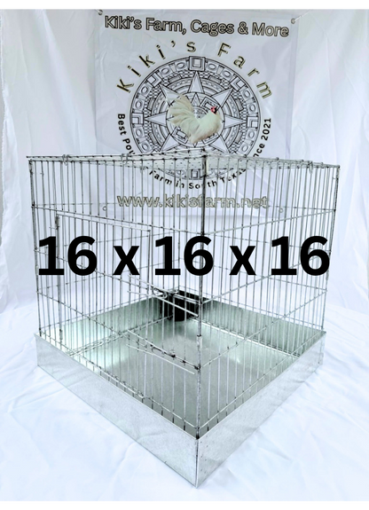 4 Cages with tray, size 16 x 16 x 16 ea / 4 Jaulas de 16 x 16 x 16 con Charola galvanizada
