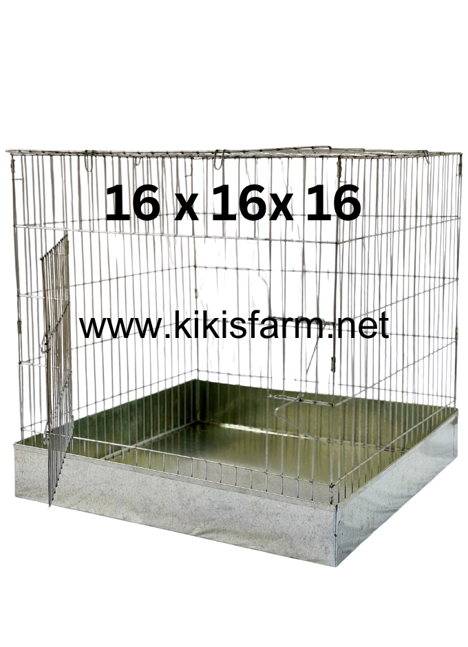 4 Cages with tray, size 16 x 16 x 16 ea / 4 Jaulas de 16 x 16 x 16 con Charola galvanizada