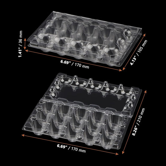 100PCS 15-Grid Clear Plastic Quail Egg Cartons for Kitchen Storage