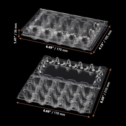 100PCS 15-Grid Clear Plastic Quail Egg Cartons for Kitchen Storage